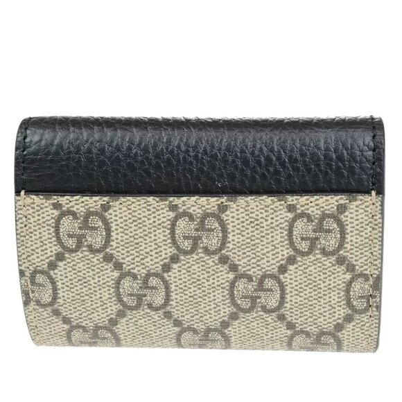 GUCCI GG Logo Marmont key case Supreme Leather Bicolor Black Brown GHW 30RF201 - Picture 3 of 13